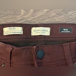 Scott James Slim Fit Burgundy Shorts - Size W32
